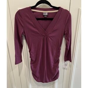 Oh Baby By Motherhood Maternity Top V Neck Ruched Plum Bump Style Basic